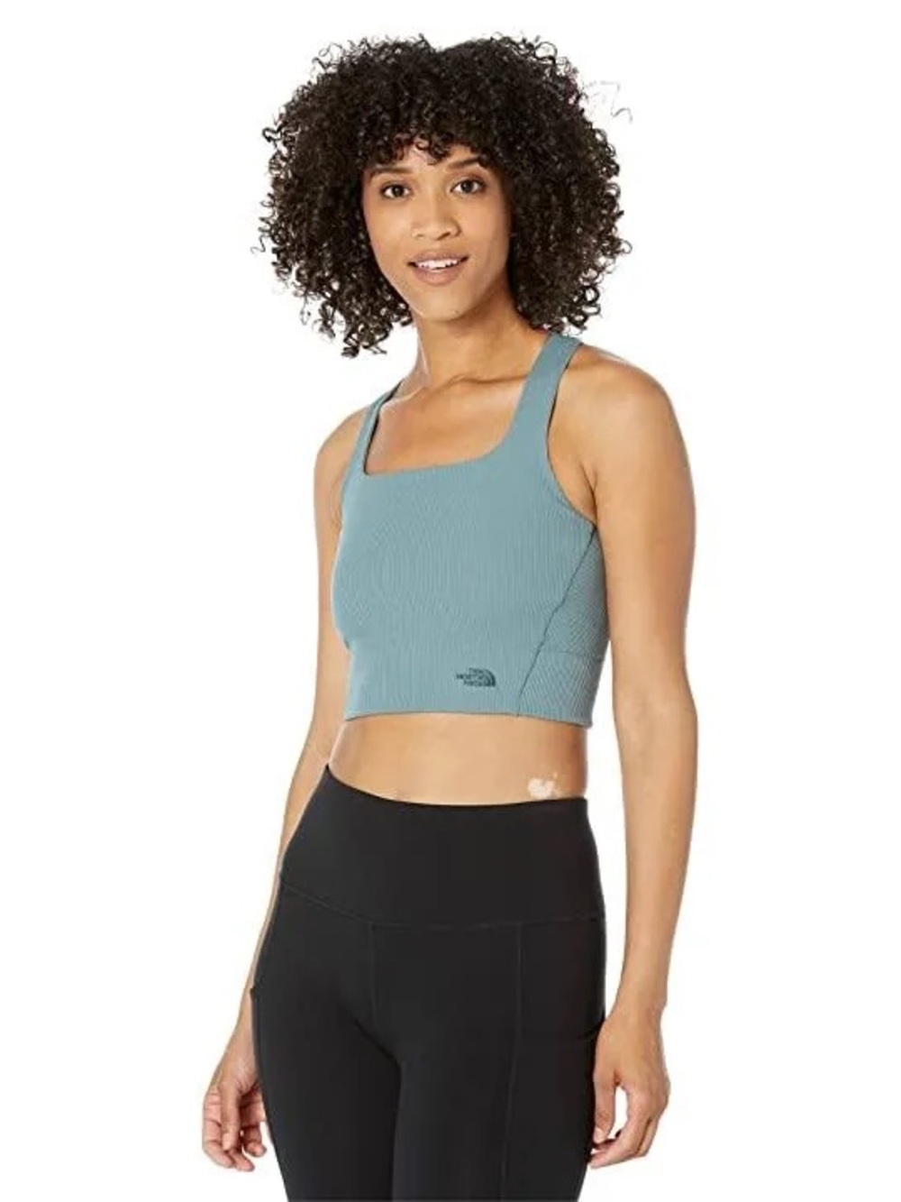 The North Face EA Knit Ribbed Crop Tank in Goblin Blue